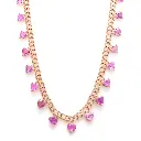 Pink Sapphire Heart Link Chain Necklace