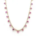 Pink Sapphire & Diamond Heart Tennis Necklace