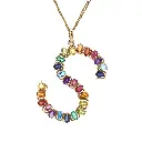 Rainbow Sapphire Big Initial Pendant