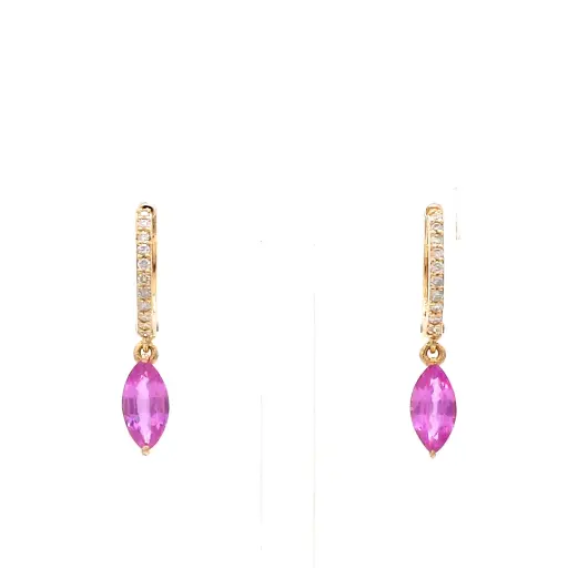 Pink Sapphire Marquise Mini Huggies Earrings