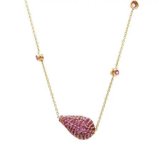 Pink Sapphire Pave Drop Necklace