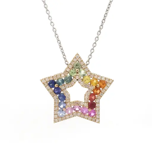 Rainbow Sapphire Star Pendant