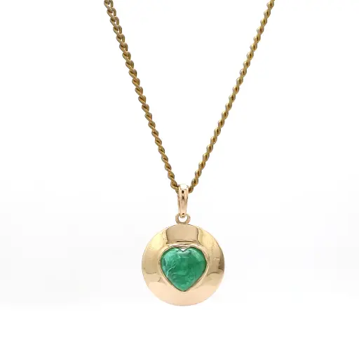 Emerald Heart Cabochon Pendant