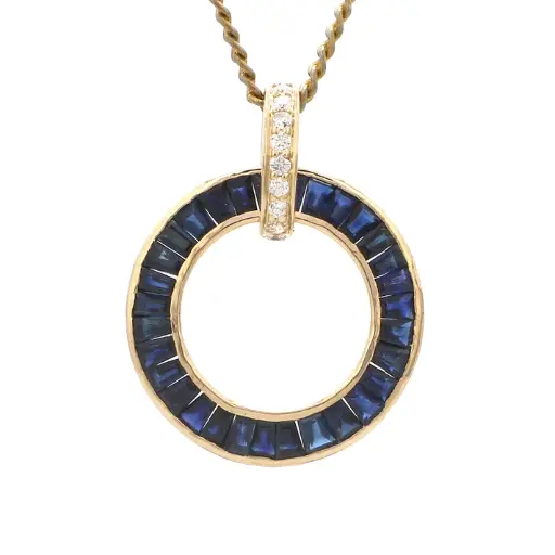 Blue Sapphire Disc Pendant