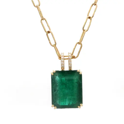 Emerald Big Solitaire Necklace