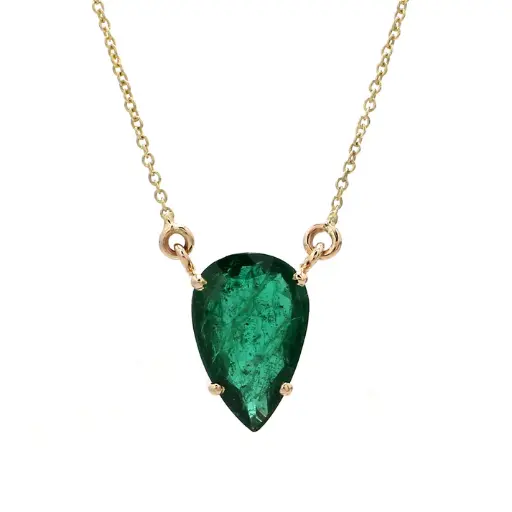 Emerald Big Solitaire Pear Pendant