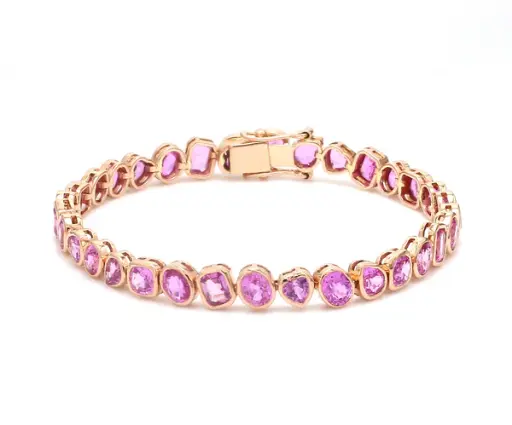 Pink Sapphire Mix Shape Bezel Bracelet