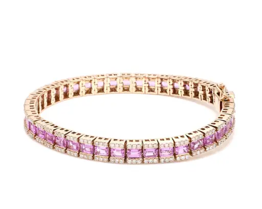 Pink Sapphire & Diamond Horizontal Bracelet