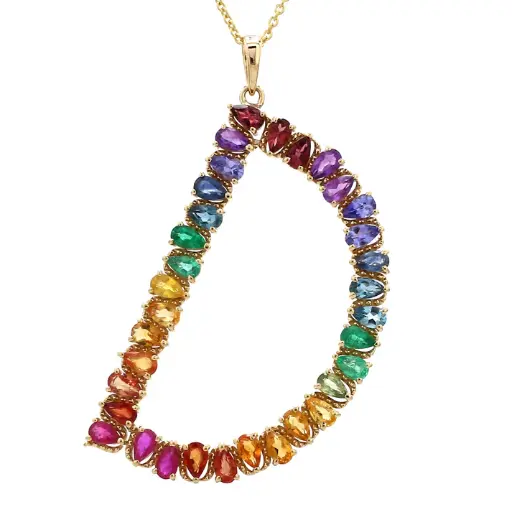 Rainbow Gemstone Big Pendant