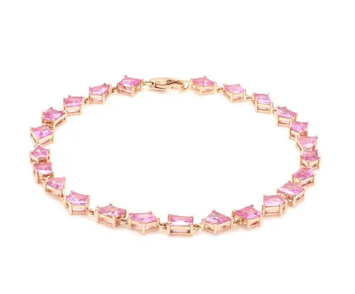 Pink Sapphire Abstract Link Chain Bracelet