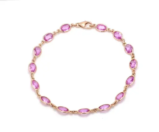 Pink sapphire Oval Rose Bracelet