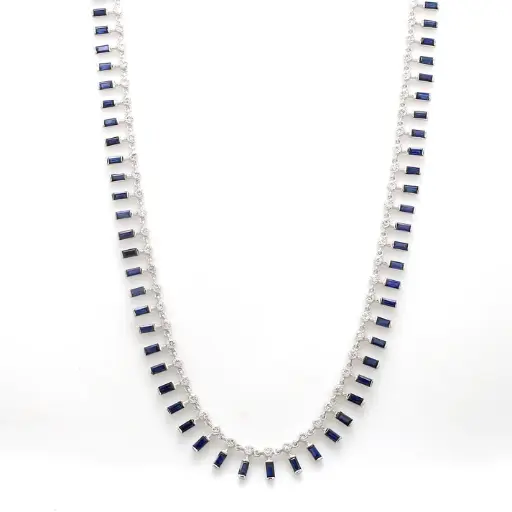 Blue Sapphire Dot & Dash Small Necklace