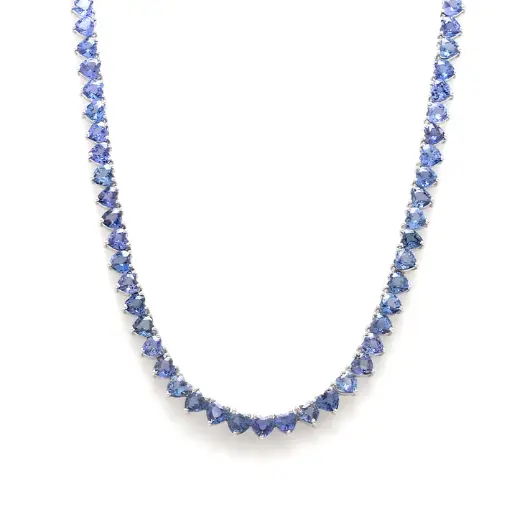 Blue Sapphire Heart Light Tennis Necklace