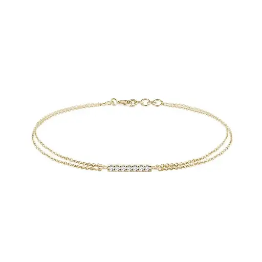 Diamond Bar with Double Chain Bracelet