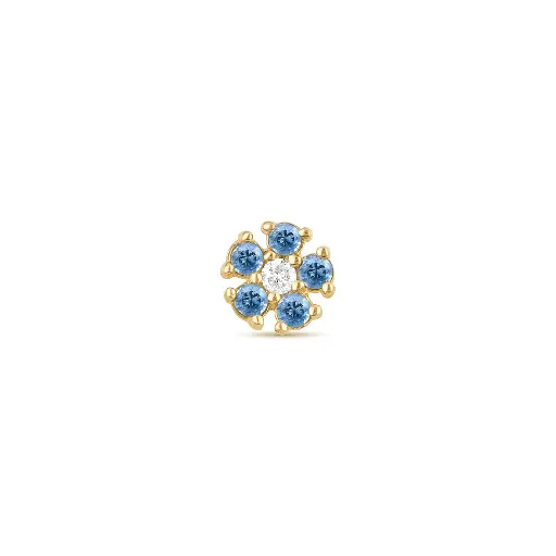 Small Blue Sapphire & Diamond Flower Studs