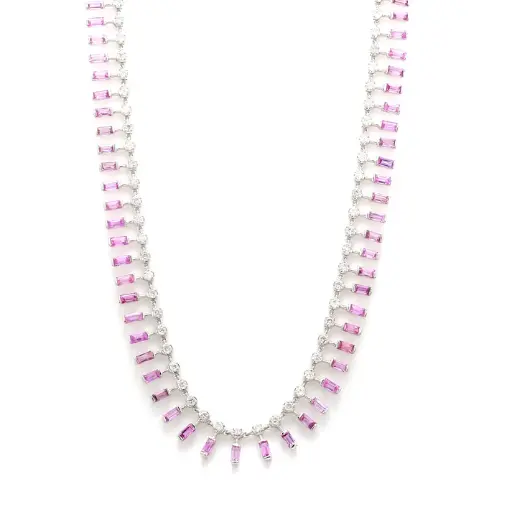 Pink Sapphire Dot & Dash Necklace