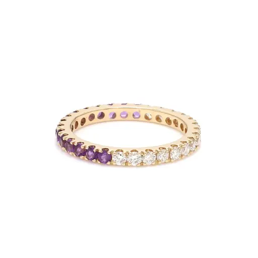 Amethyst Diamond Half & Half Ring