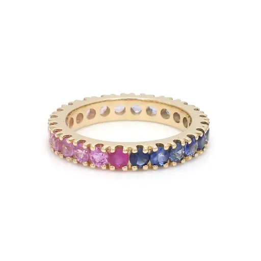 Blue & Pink Sapphire Ombre Ring