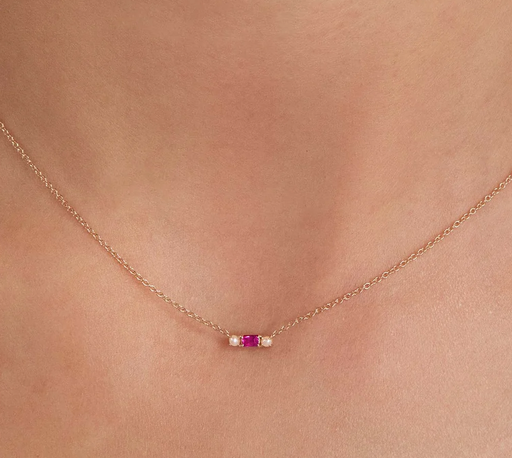 Ruby & Pearl Dainty Necklace