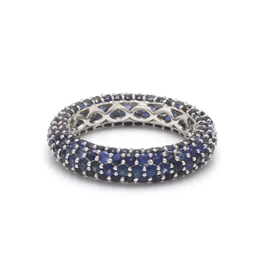 Blue Sapphire Pave Set Inside Out Ring