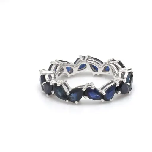 Blue Sapphire Zig Zag Pear Ring