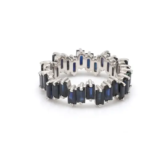 Blue Sapphire Zig Zag Baguette Ring