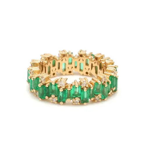 Emerald & Diamond Zig Zag Ring