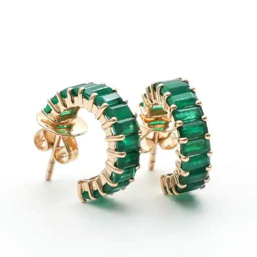 Emerald Mini Hoops Earring