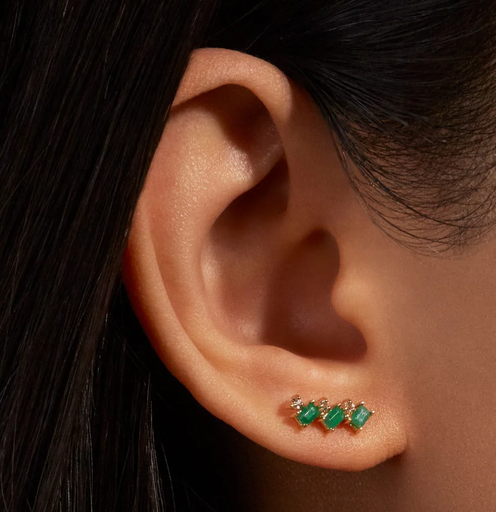 Emerald & Diamond Cluster Studs