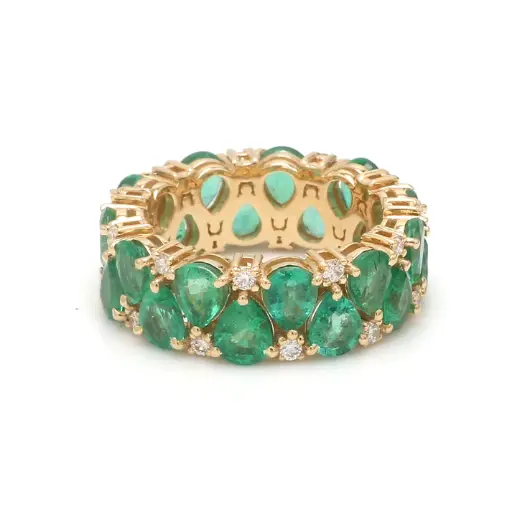 Emerald & Diamond Pear Up Down Ring