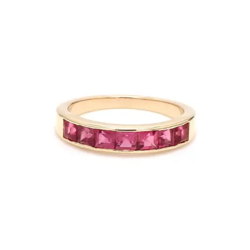 Pink Tourmaline Square Channel Ring