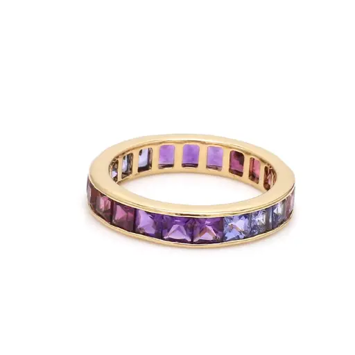 Purple Blue Gemstone Channel Ring