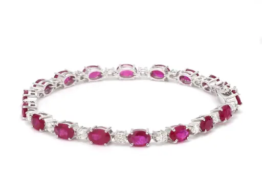 Ruby Oval & Diamond Bracelet