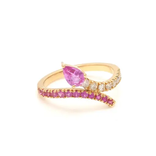 Pink Sapphire & Diamond Snake Ring