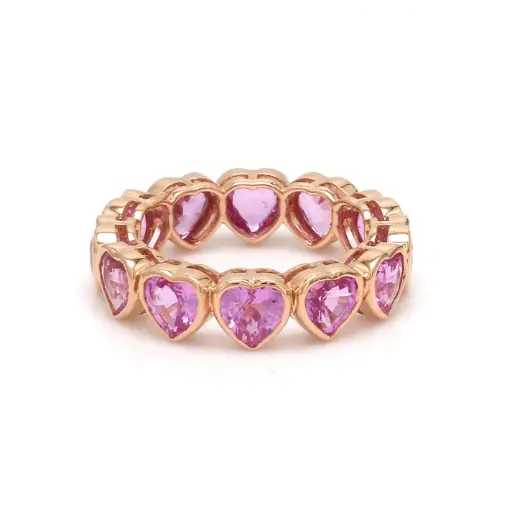 Pink Sapphire Heart Bezel Infinity Ring