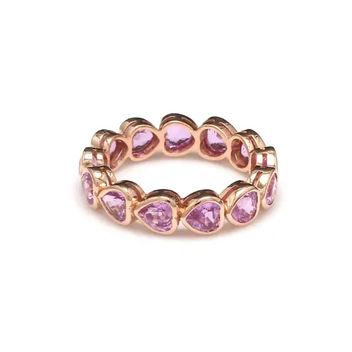 Pink Sapphire Heart Bezel East West Ring