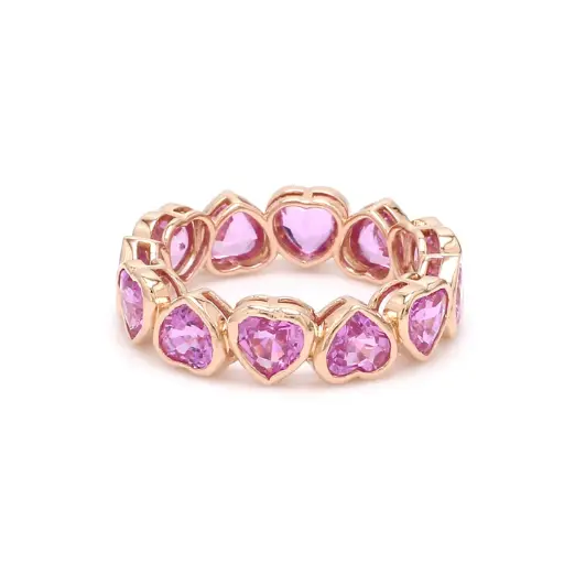 Pink Sapphire Upside Down Heart Bezel Ring