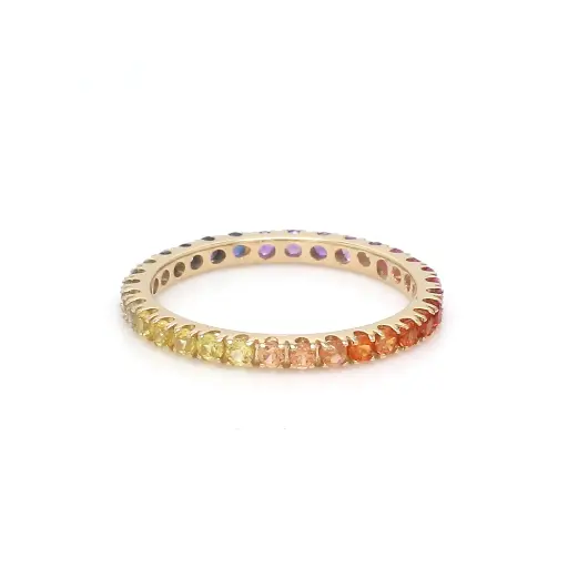 Rainbow Sapphire Thin Eternity Ring