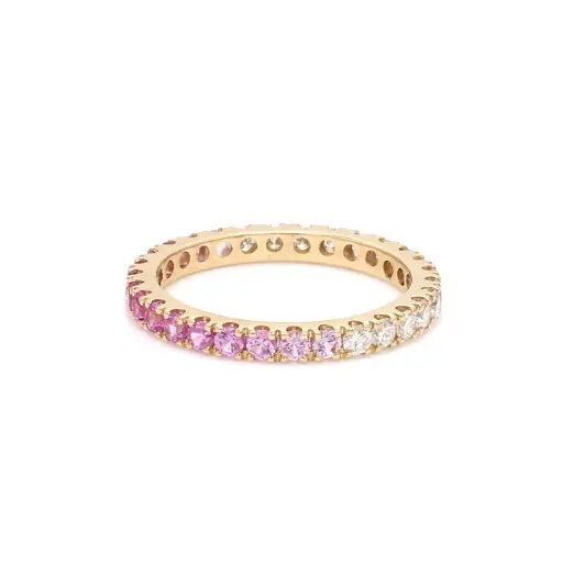 Pink Sapphire & Diamond Half & Half Ring