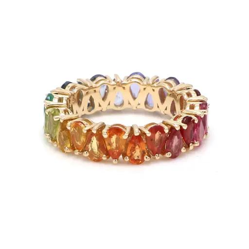 Rainbow Gemstone Pear Upside Down Ring