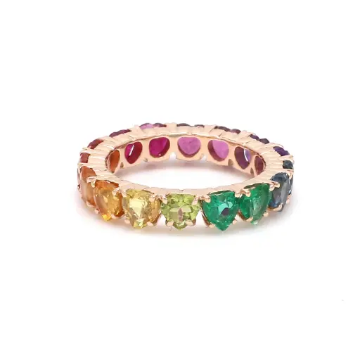 Rainbow Gemstone Heart Prong Infinity Ring