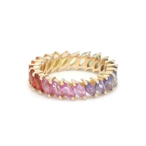 Rainbow Sapphire Marquise Infinity Eternity Band Ring