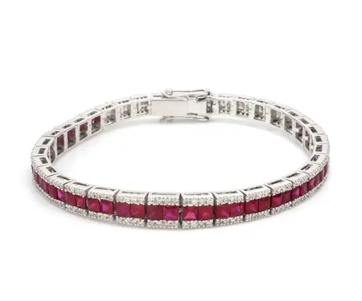 Ruby and Diamond Princess Cut Bracelet