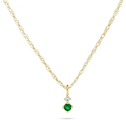 Tiny Emerald & Diamond Green Goddess Necklace