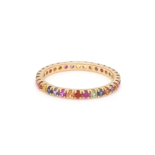 Rainbow Sapphire Random Thin Ring