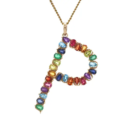 Rainbow Sapphire P Big Pendant