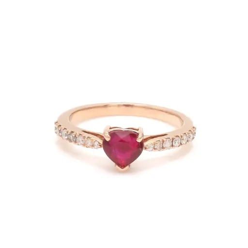 Ruby Heart Diamond Solitaire Ring 