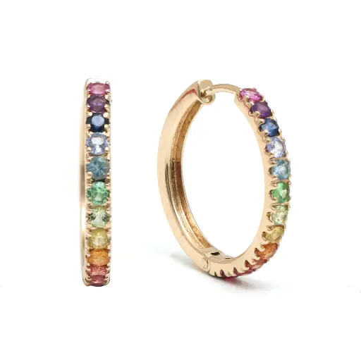 Rainbow Sapphire Mini Hoops