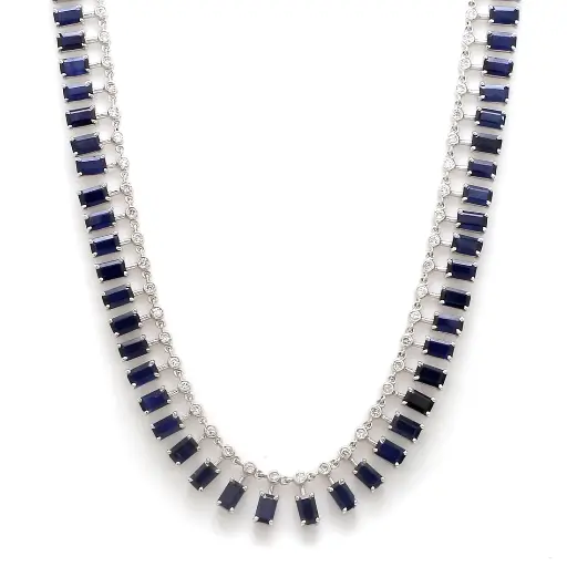 Blue Sapphire Dot and Dash Big Necklace