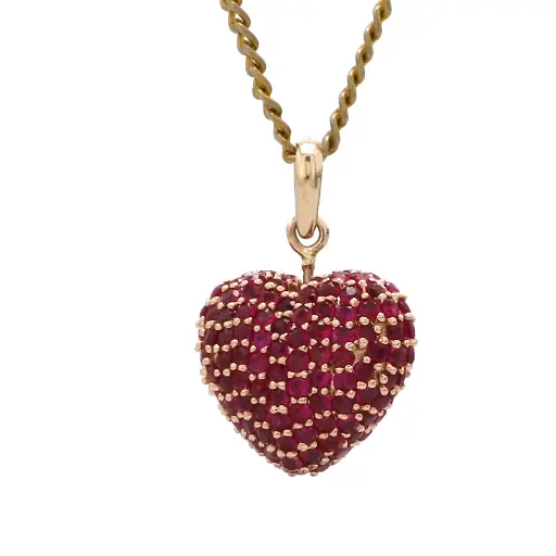 Ruby Heart Pave Pendant